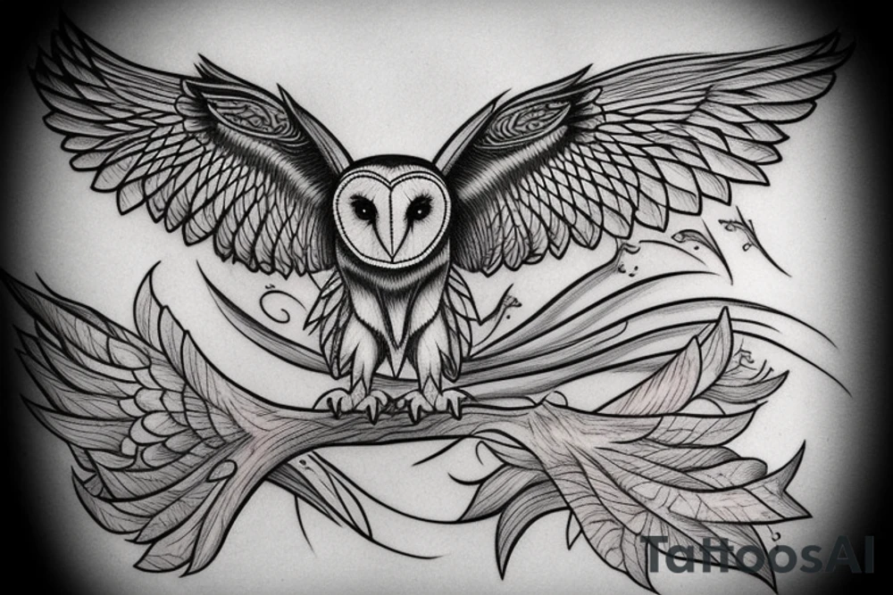 Barn owl tattoo in guardians of Ga'hoole style tattoo idea