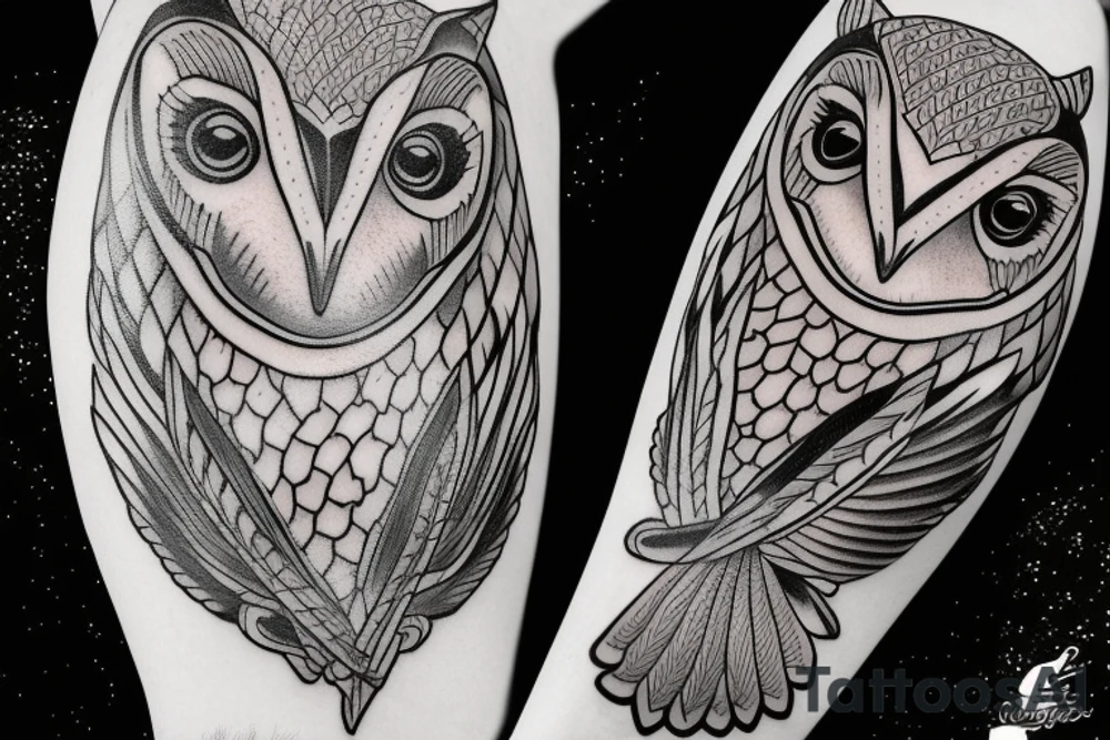 Barn owl tattoo in guardians of Ga'hoole style tattoo idea