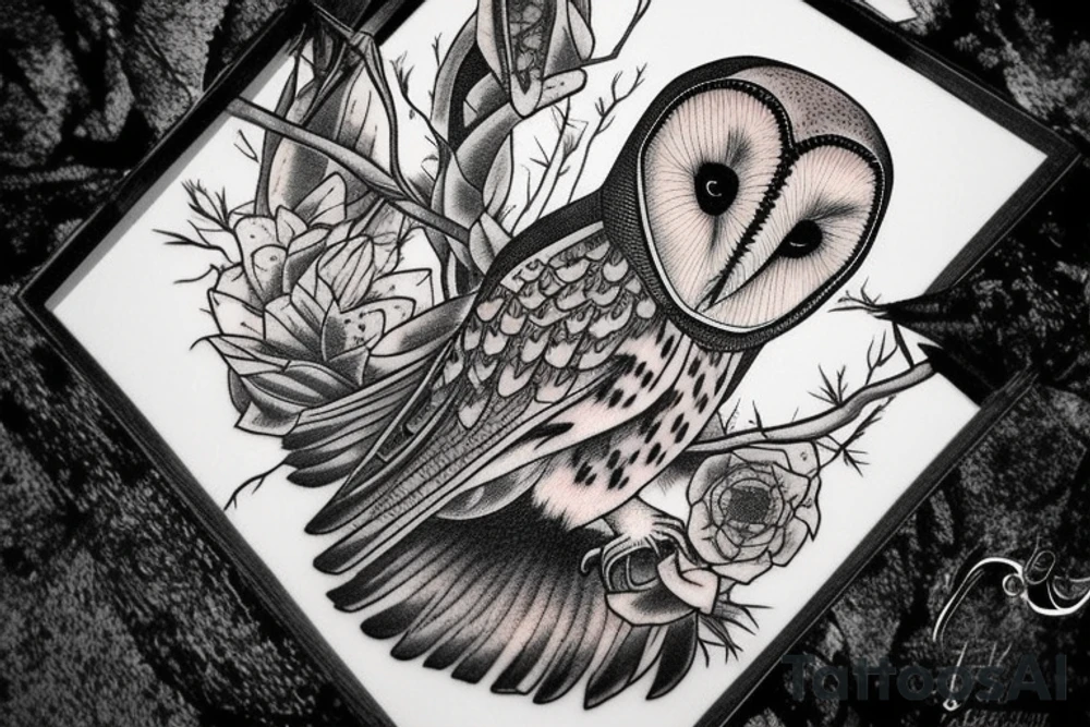 Barn owl tattoo in guardians of Ga'hoole style tattoo idea