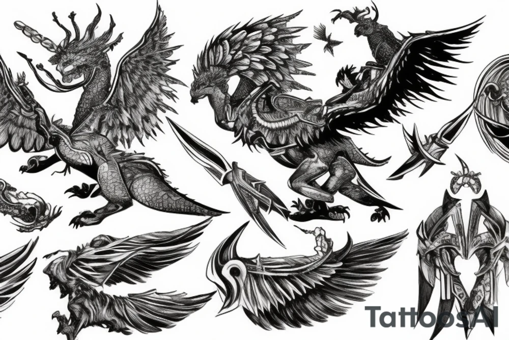 a valkyrie slaying a dragon tattoo idea
