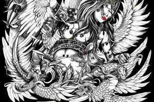 a valkyrie and dragon tattoo idea