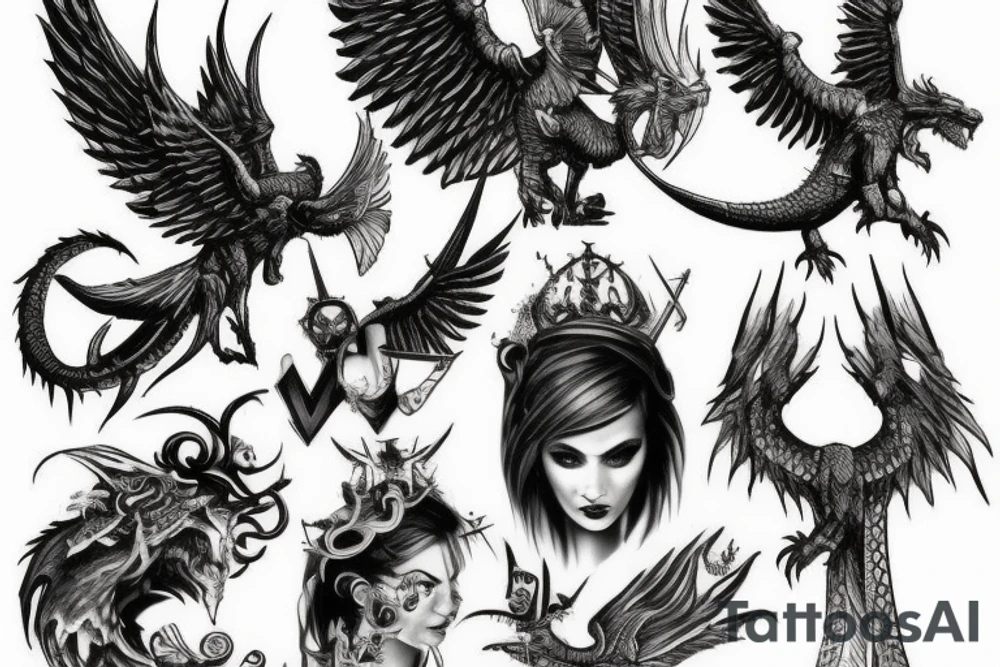 a valkyrie and dragon tattoo idea
