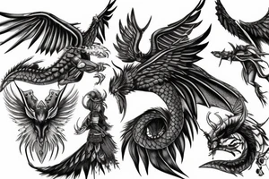 a valkyrie and dragon tattoo idea