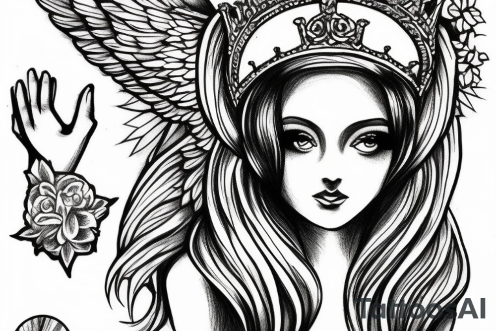 ANGEL WITH A CROWN tattoo idea