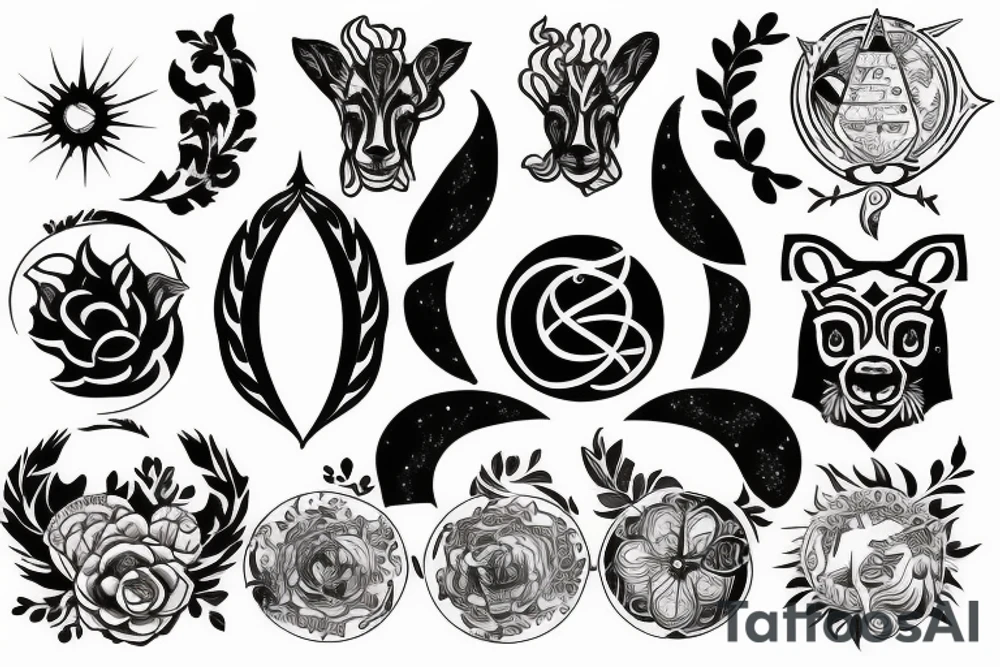 leo and virgo zodiac signs tattoo idea