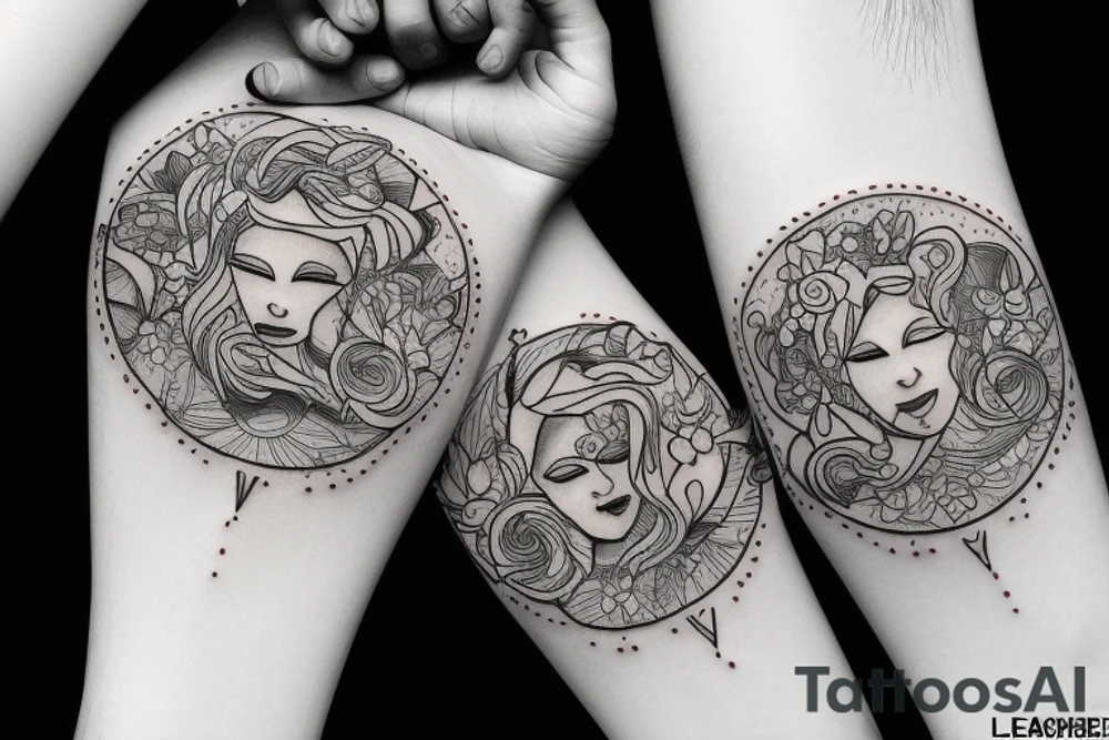 leo and virgo zodiac signs tattoo idea
