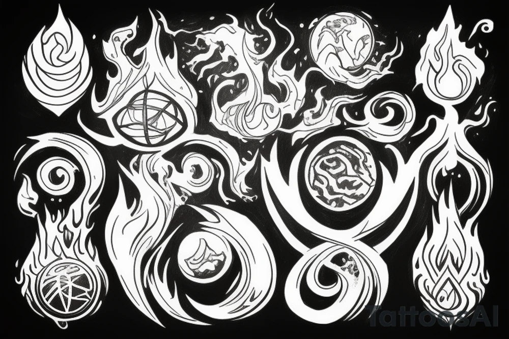 earth and fire elements tattoo idea
