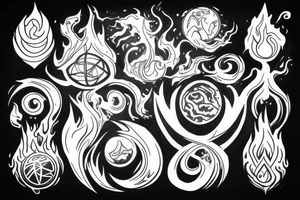 earth and fire elements tattoo idea