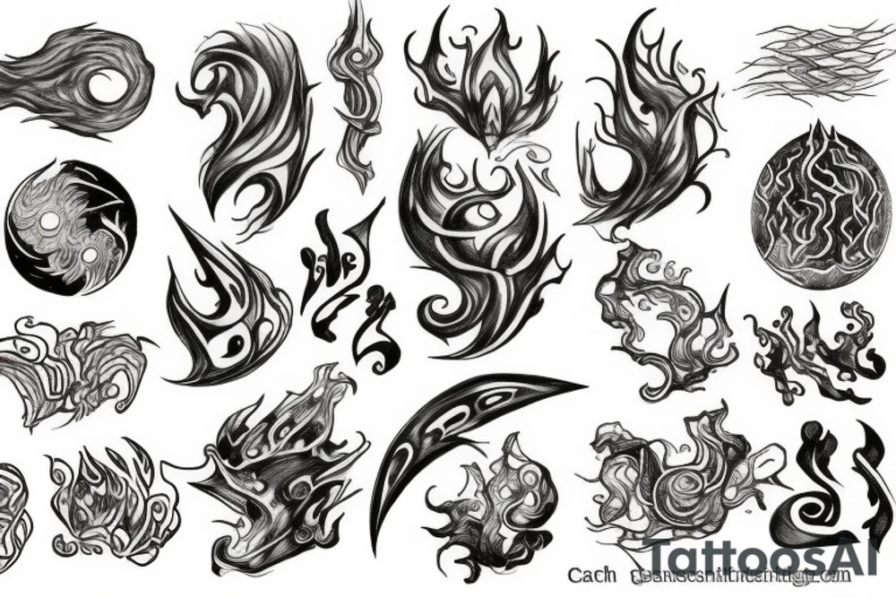 earth and fire elements tattoo idea