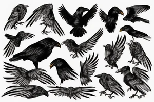 A black and white crow with madusa tattoo idea