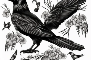 A black and white crow tattoo idea