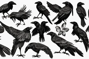 A black and white crow tattoo idea