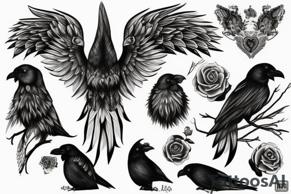 A fierce but wise crow tattoo idea