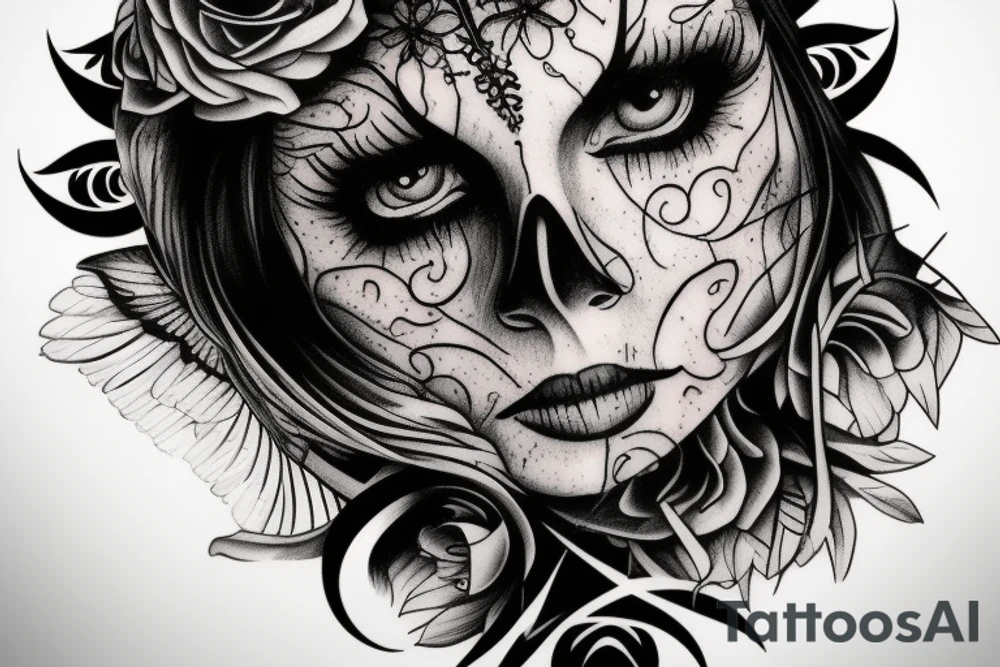 A fierce but wise crow tattoo idea