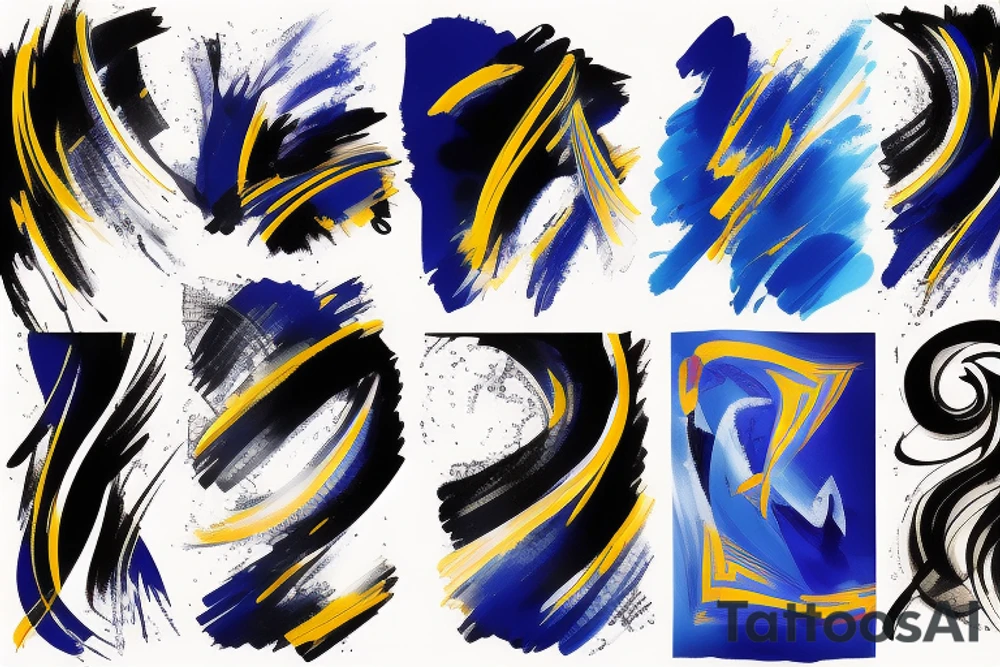 Abstract black and blue brushstroke tattoo idea