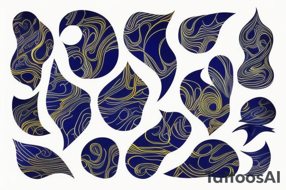 Abstract black and blue brushstroke tattoo idea