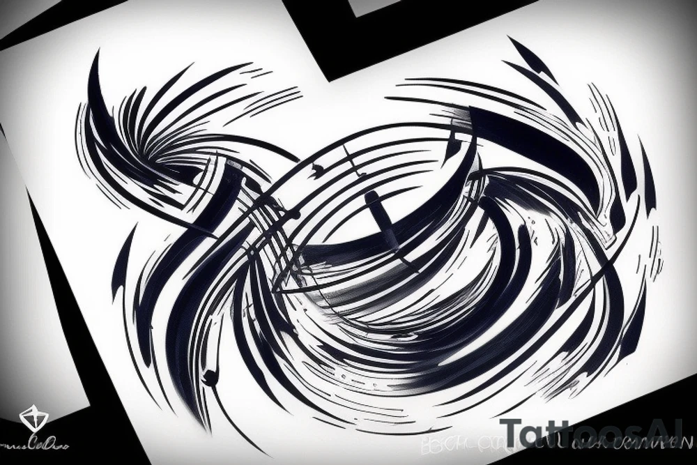 Abstract black and blue brushstroke tattoo idea