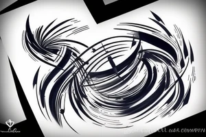 Abstract black and blue brushstroke tattoo idea