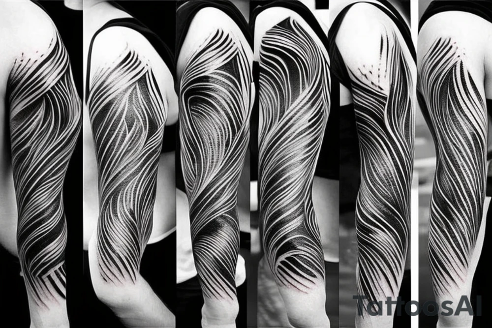Abstract black and blue brushstroke tattoo idea