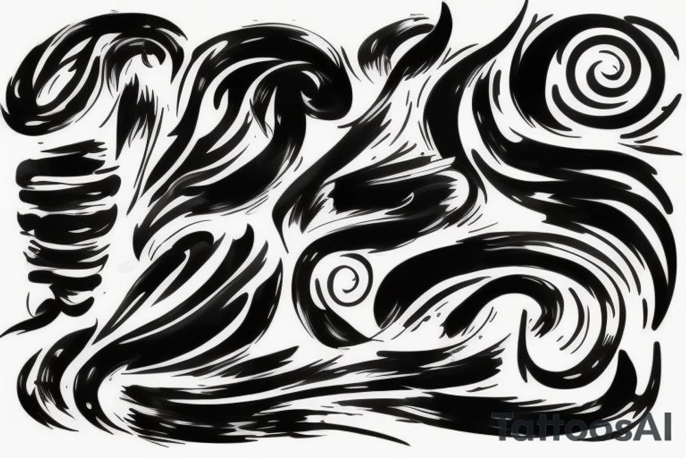 Abstract black and blue brushstroke tattoo idea