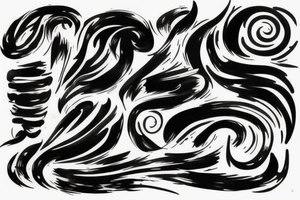 Abstract black and blue brushstroke tattoo idea