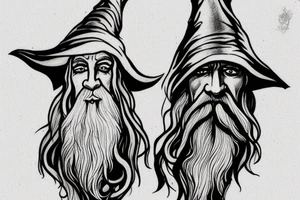 gandalf wizard with clouds everywhere tattoo idea