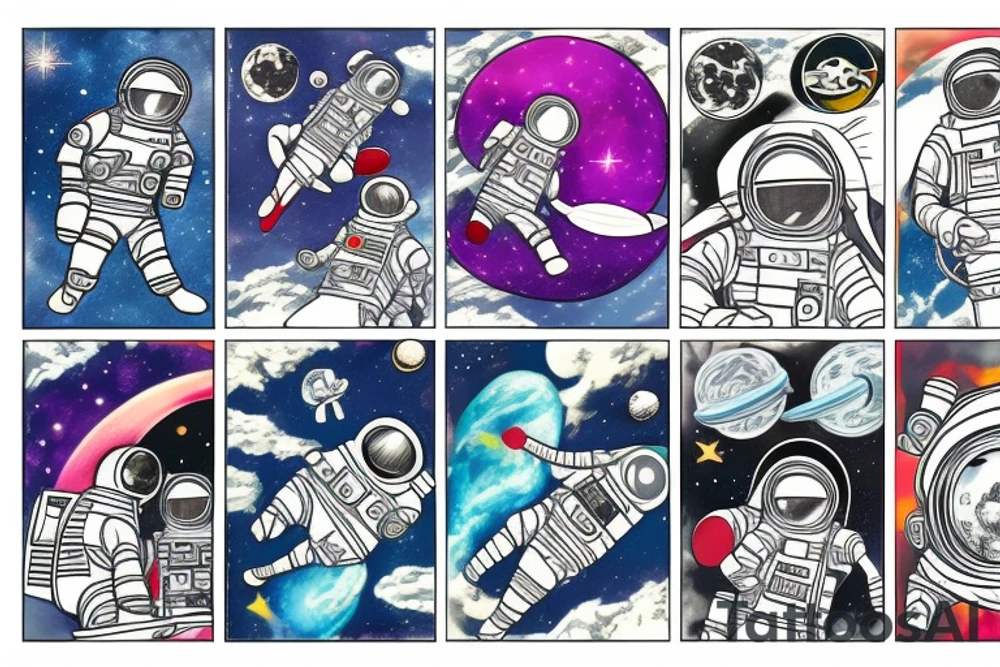 a sleeve astronaut in space tattoo idea