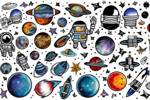 a sleeve astronaut in space tattoo idea