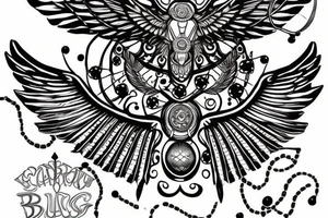 scarab with wings black trash polka tattoo idea