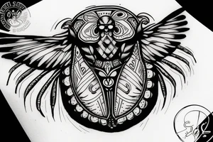 scarab with wings black trash polka tattoo idea