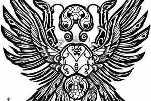 scarab with wings black trash polka tattoo idea