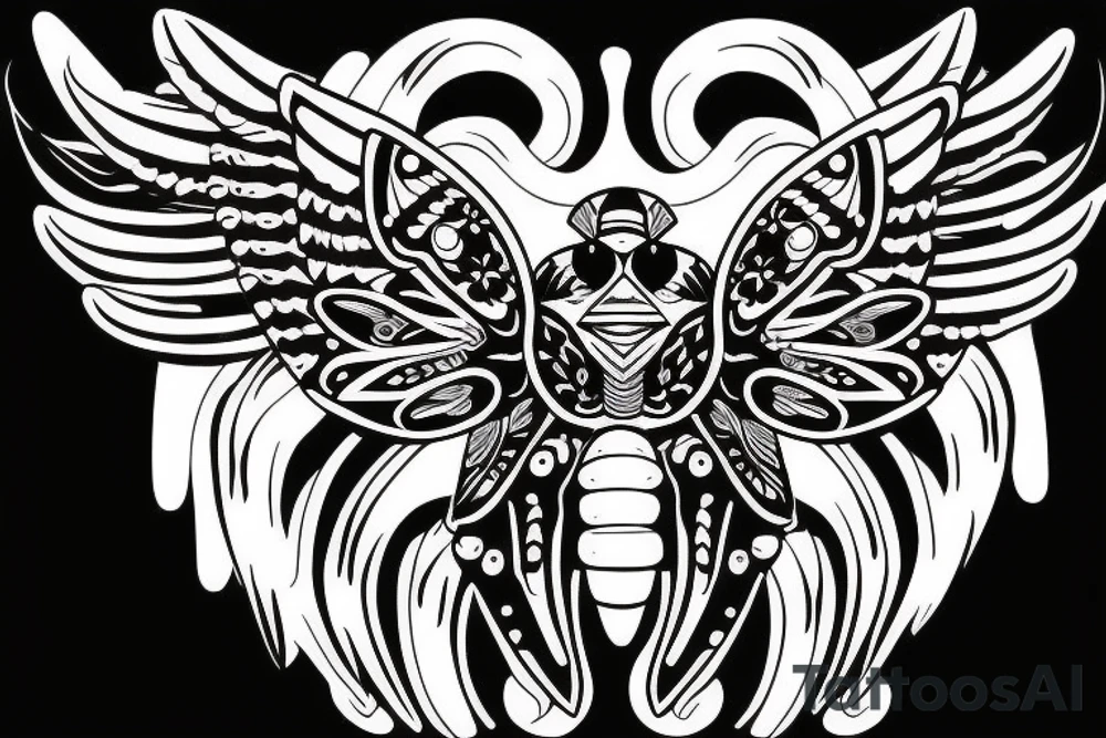 scarab with wings black trash polka tattoo idea