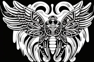scarab with wings black trash polka tattoo idea