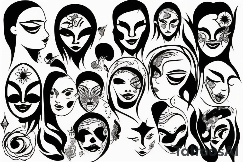 multifaced head tattoo idea