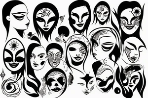 multifaced head tattoo idea