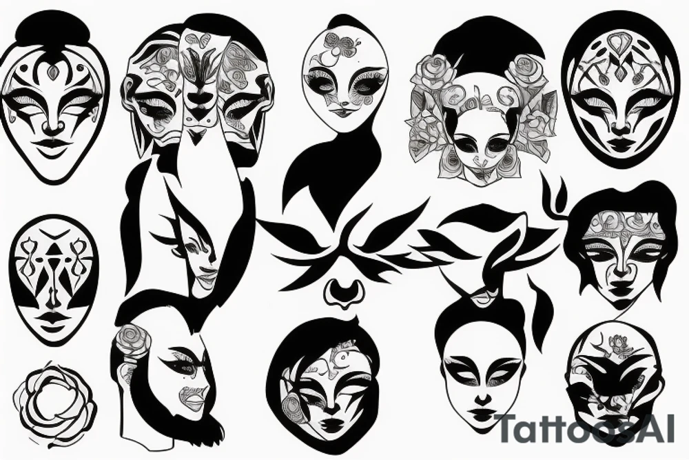 multifaced head tattoo idea
