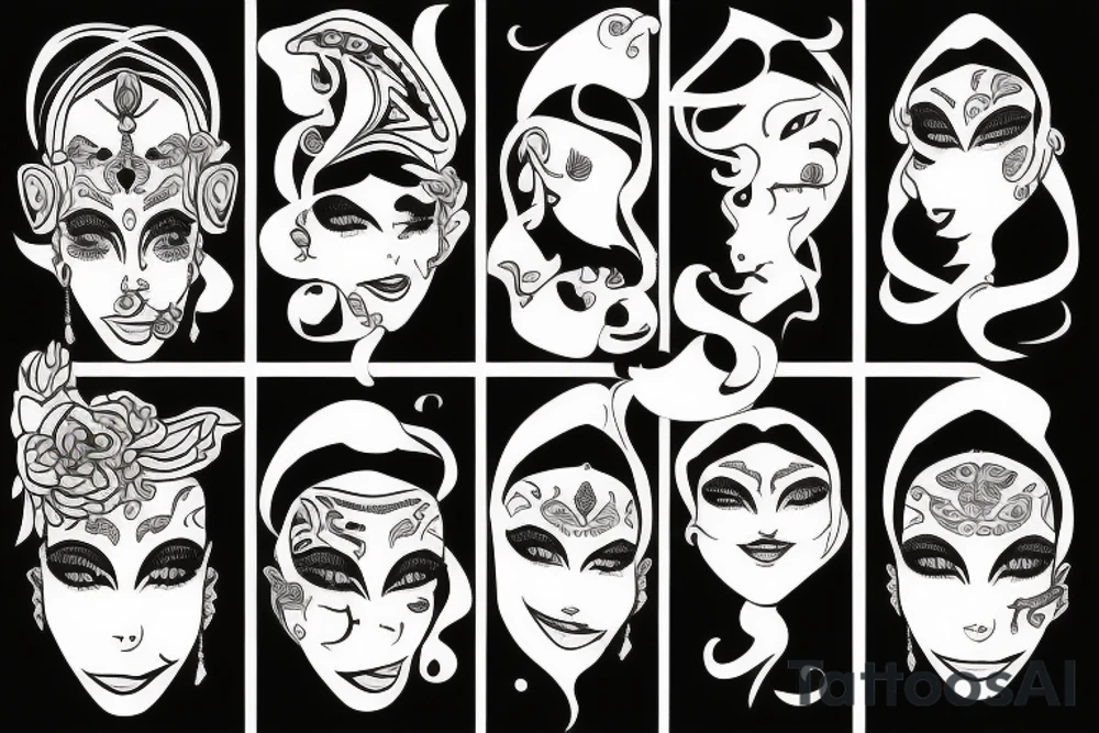 multifaced head tattoo idea