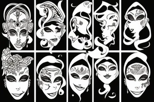multifaced head tattoo idea