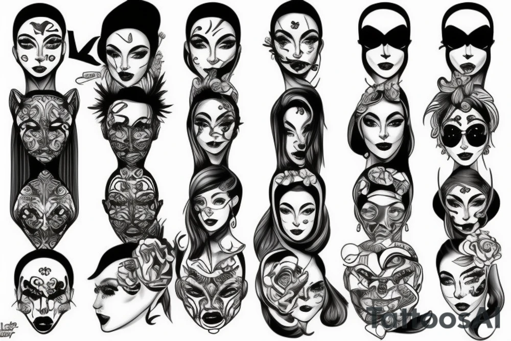 multifaced head tattoo idea