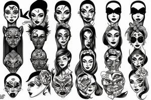 multifaced head tattoo idea