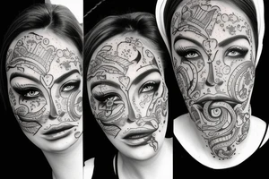 A head with multiple faces tattoo idea