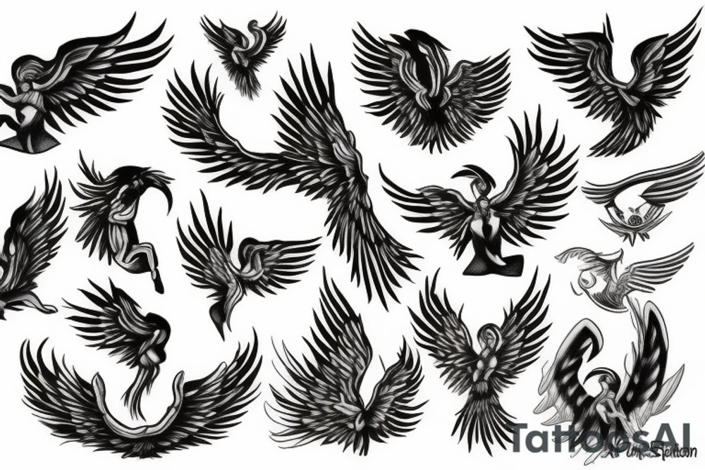 phoenix and angel tattoo idea