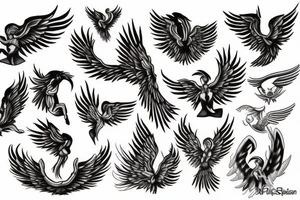 phoenix and angel tattoo idea