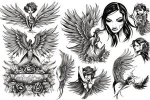 phoenix next to angel tattoo idea
