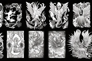 phoenix next to angel tattoo idea