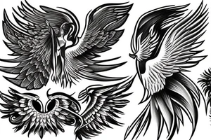 phoenix next to guardian angel tattoo idea