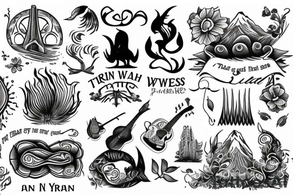An artistic impression of the Welsh folk song lyrics, Tan yn llyn. tattoo idea