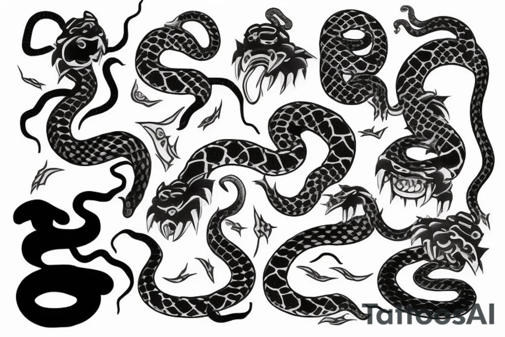 a japanese oni with a snake tattoo idea