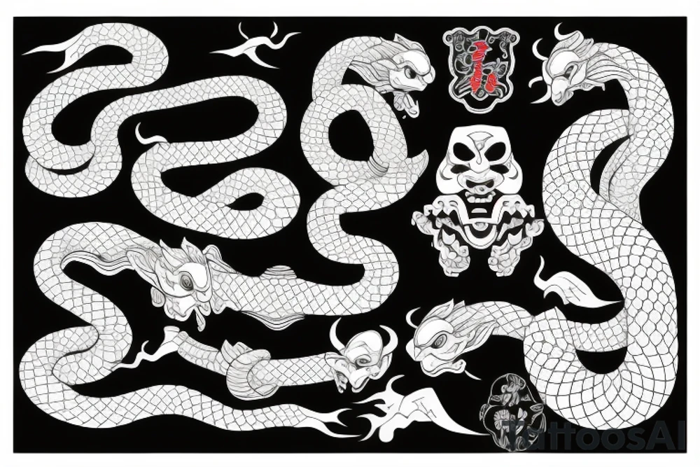 a japanese oni with a snake tattoo idea