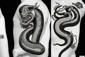 a japanese oni with a snake tattoo idea